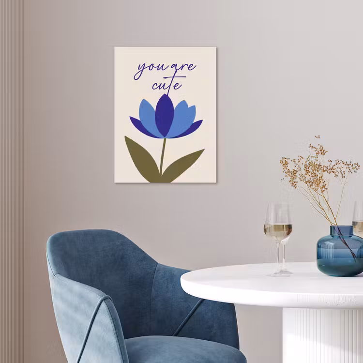 Korenbloem - Valentijn - Bloem - Blauw poster papier klein -sfeer3