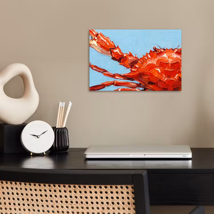 Krab - Zee - Dieren - Abstract - Rood poster papier klein -sfeer1
