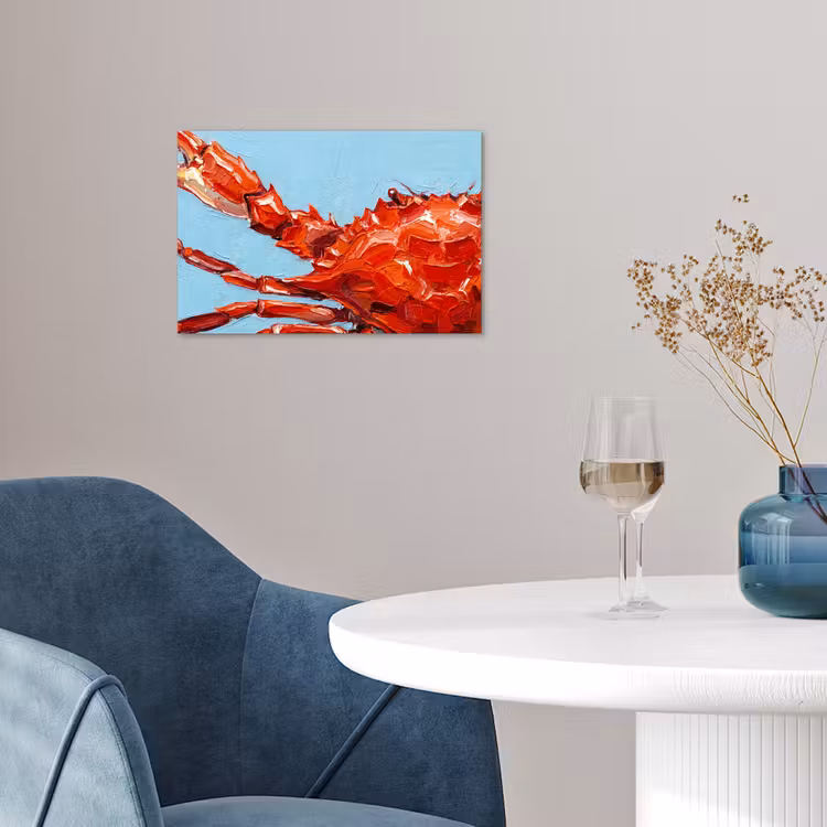 Krab - Zee - Dieren - Abstract - Rood poster papier klein -sfeer3