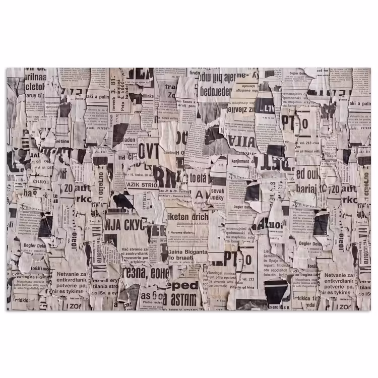 Krant - Gescheurd - Textuur - Abstract - Zwart-wit poster papier klein -3d