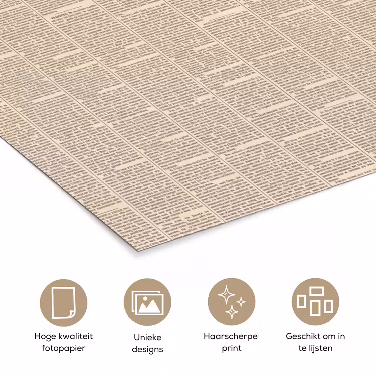 Krant - Nieuws - Historisch - Vintage - Beige poster papier klein -closeup_NL