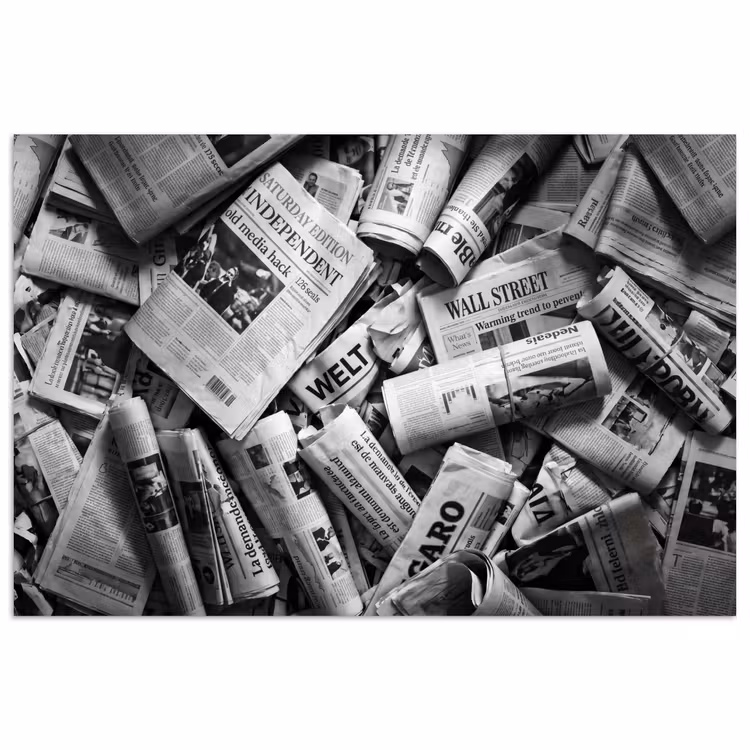 Krant - Stapel - Nieuws - Zwart-wit poster papier klein -3d