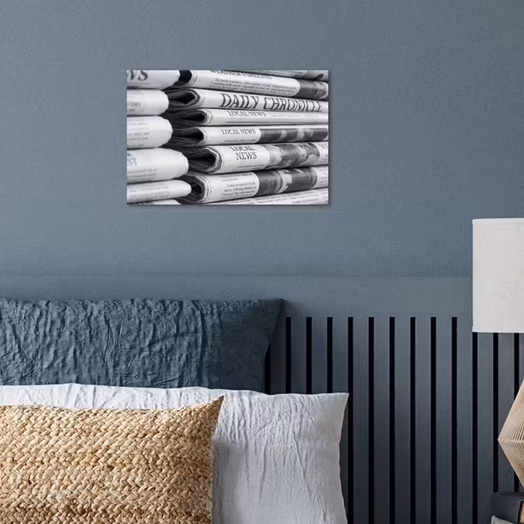 Krant - Stapel - Nieuws - Zwart-wit - Media poster papier klein -sfeer2