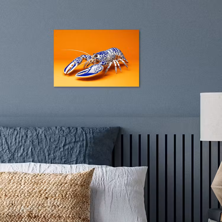 Kreeft - Delftsblauw - Schild - Stoer - Oranje poster papier klein -sfeer2