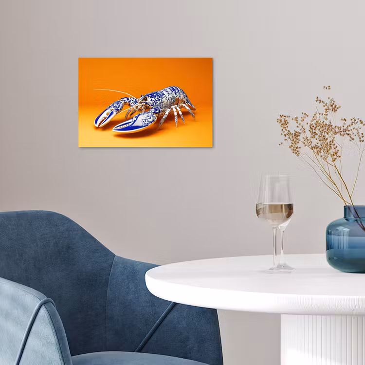 Kreeft - Delftsblauw - Schild - Stoer - Oranje poster papier klein -sfeer3