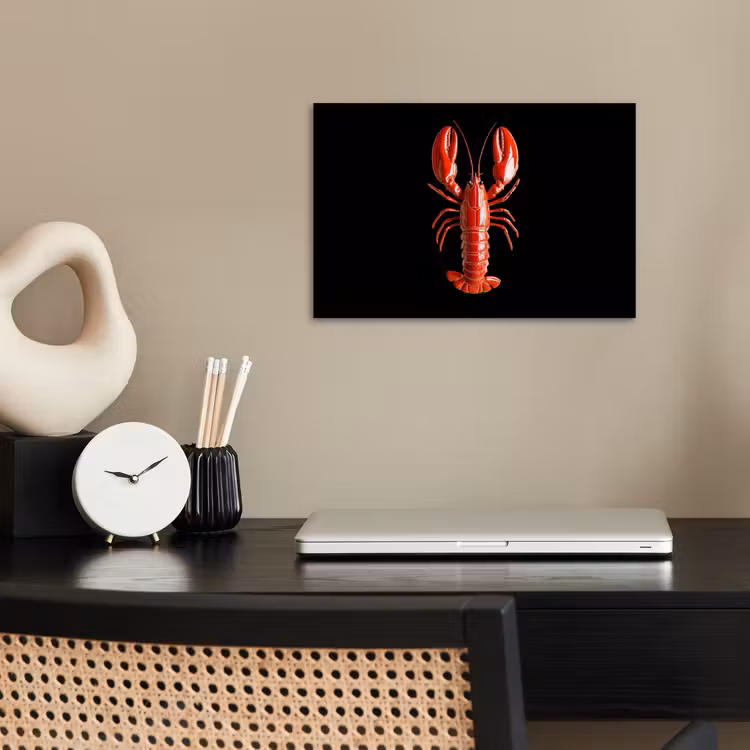 Kreeft - Glossier Rood - Zwart poster papier klein -sfeer1