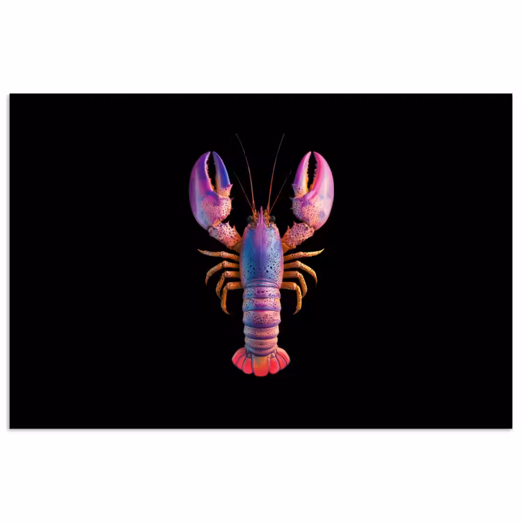 Kreeft - Paars - Roze - Zwart - Stippen - Lila poster papier klein -3d