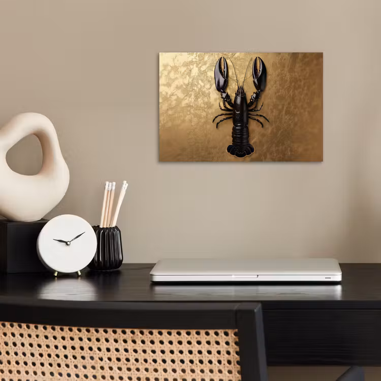 Kreeft - Zwart - Goud - Luxe poster papier klein -sfeer1