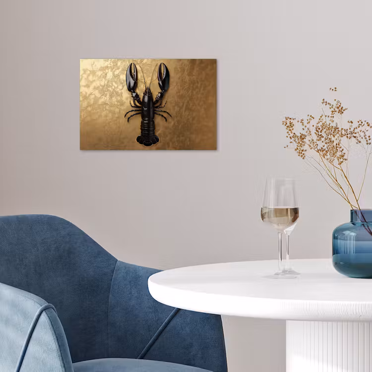 Kreeft - Zwart - Goud - Luxe poster papier klein -sfeer3