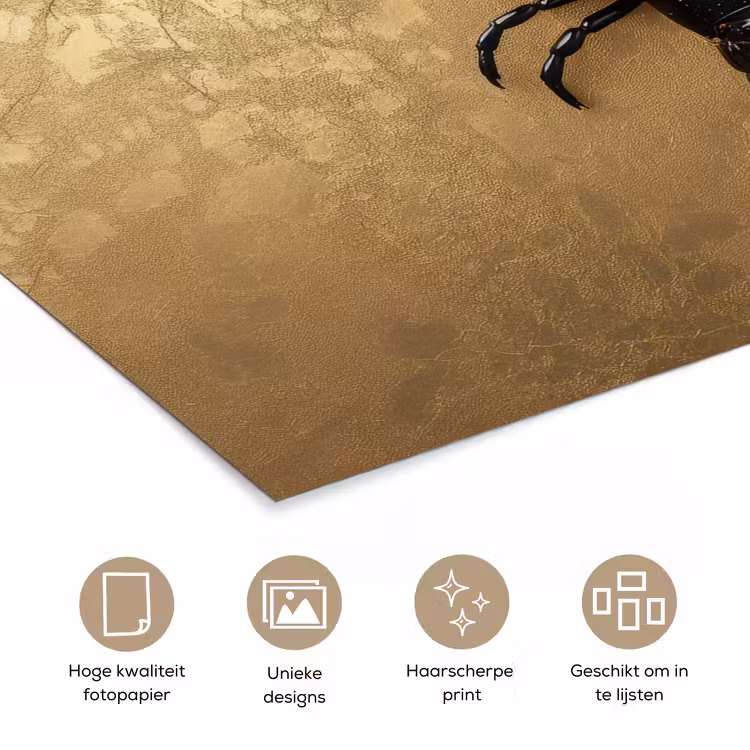 Kreeft - Zwart - Goud - Luxe poster papier klein -closeup_NL