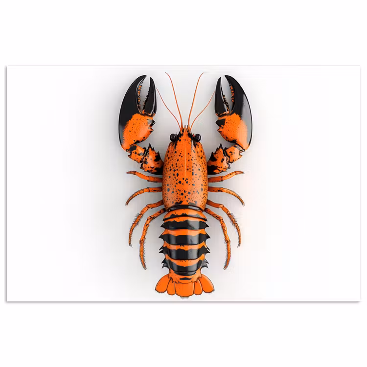 Kreeft - Zwart - Oranje - Wit - Uniek poster papier klein -3d