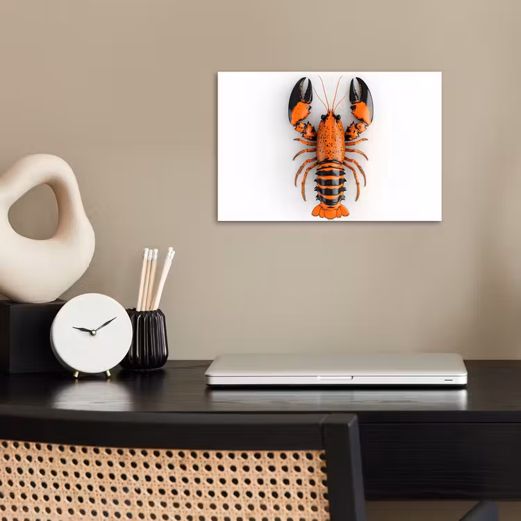 Kreeft - Zwart - Oranje - Wit - Uniek poster papier klein -sfeer1