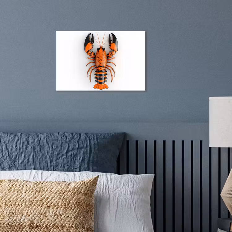 Kreeft - Zwart - Oranje - Wit - Uniek poster papier klein -sfeer2