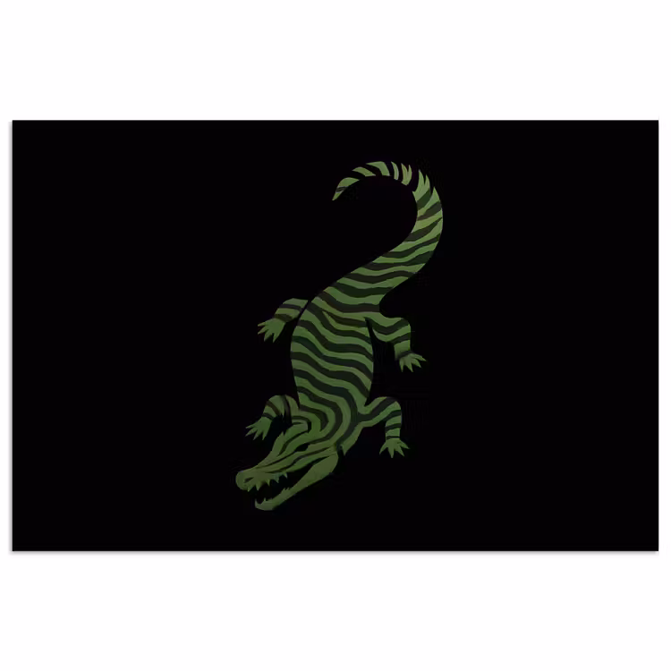 Krokodil - Groen - Tijgerachtig - Strepen poster papier klein -3d