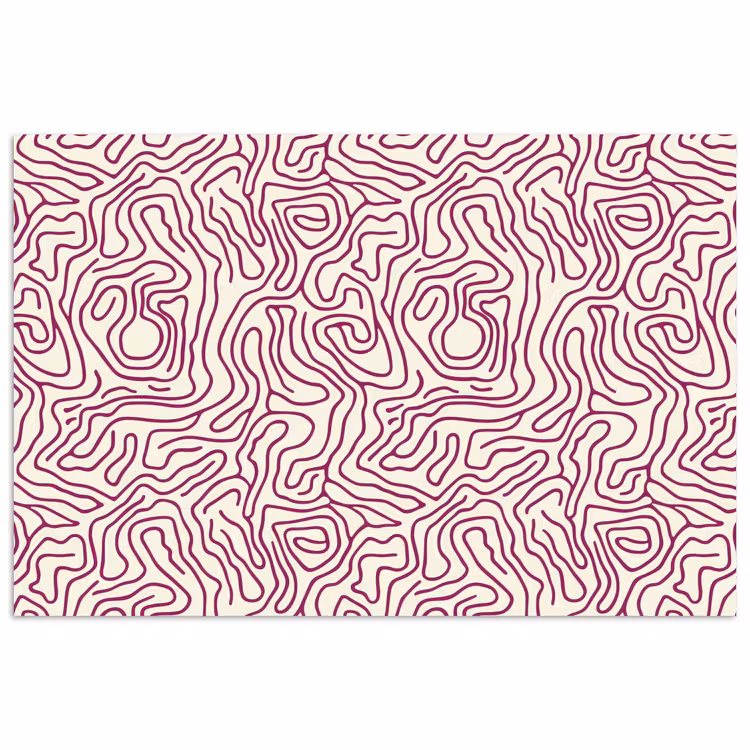 Kronkelende lijn - Magenta - Crème poster papier klein 62 -3d