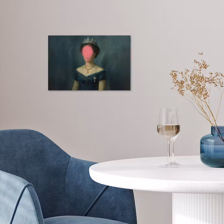 Kroon - Roze druipend verf - Portret poster papier klein -sfeer3