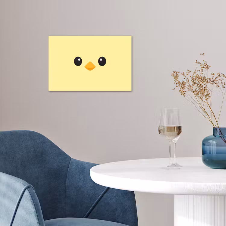 Kuiken - Vrolijk - Geel - Minimalistisch poster papier klein -sfeer3
