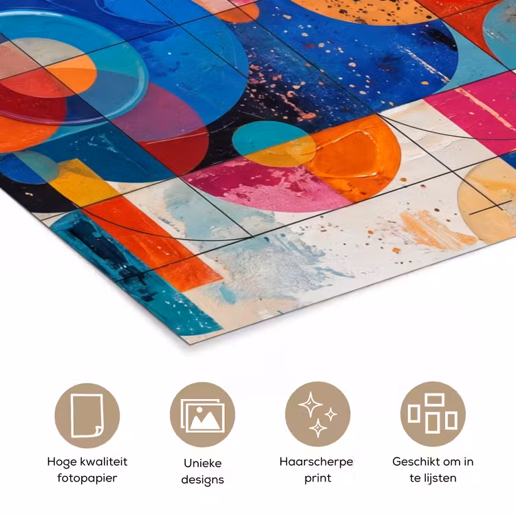 Kunst - Geometrisch - Abstract - Kleurrijk poster papier klein -closeup_NL