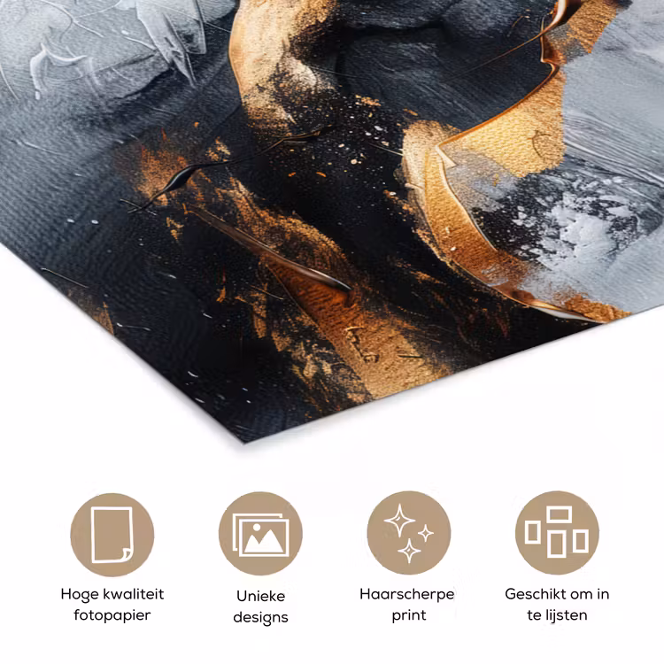 Kunst - Goud - Luxe - Abstract - Modern poster papier klein -closeup_NL