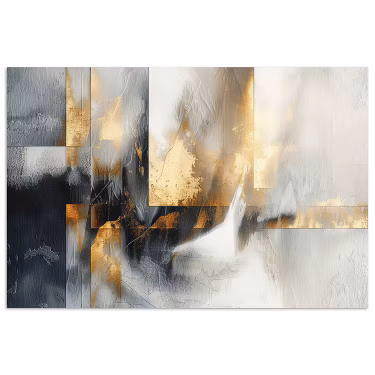 Kunst - Goud - Zilver - Abstract poster papier klein -3d