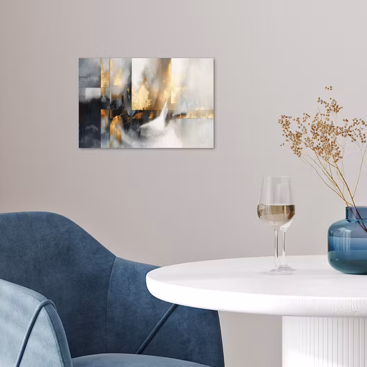 Kunst - Goud - Zilver - Abstract poster papier klein -sfeer3