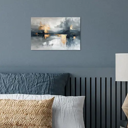 Kunst - Grijs - Goud - Abstract poster papier klein -sfeer2
