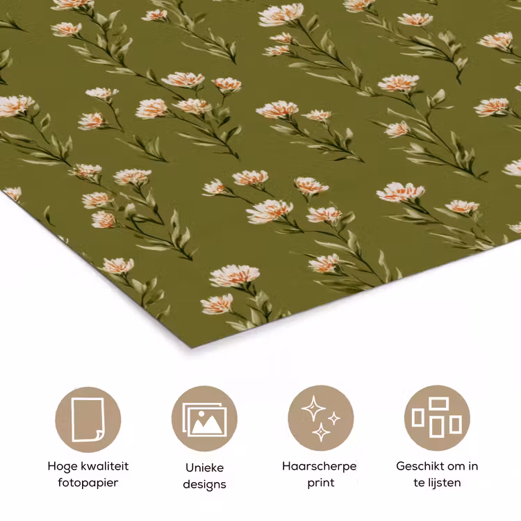 Landelijk - Bloemen - Groen poster papier klein 62 -closeup_NL