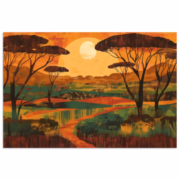 Landschap - Afrikaans - Zon poster papier klein -3d
