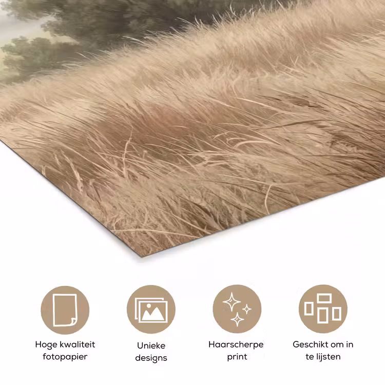 Landschap - Minimalistisch - Beige poster papier klein -closeup_NL