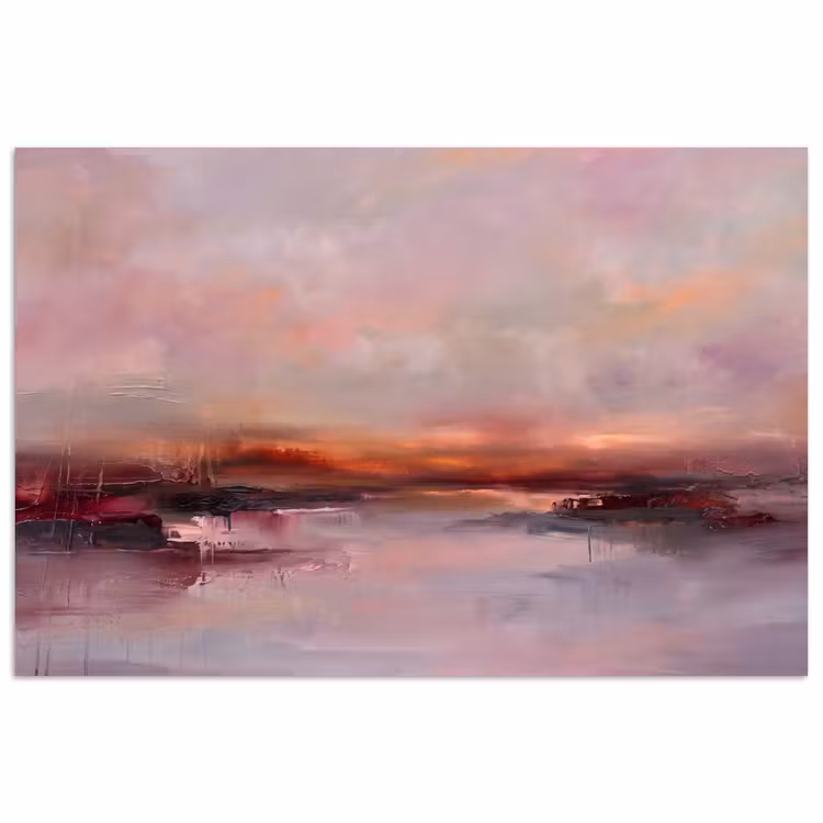 Landschap - Zonsondergang - Abstract - Modern - Roze poster papier klein -3d