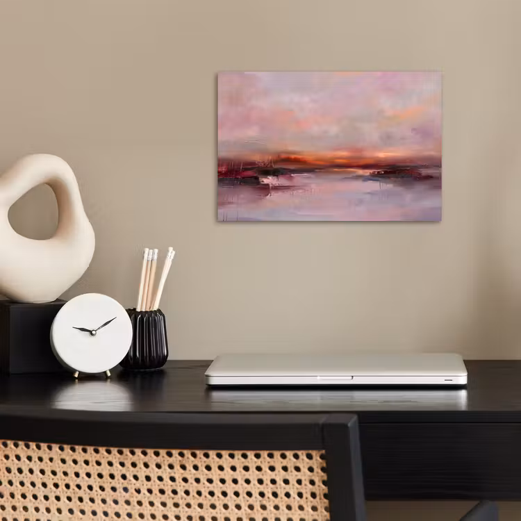 Landschap - Zonsondergang - Abstract - Modern - Roze poster papier klein -sfeer1