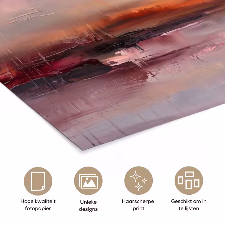 Landschap - Zonsondergang - Abstract - Modern - Roze poster papier klein -closeup_NL