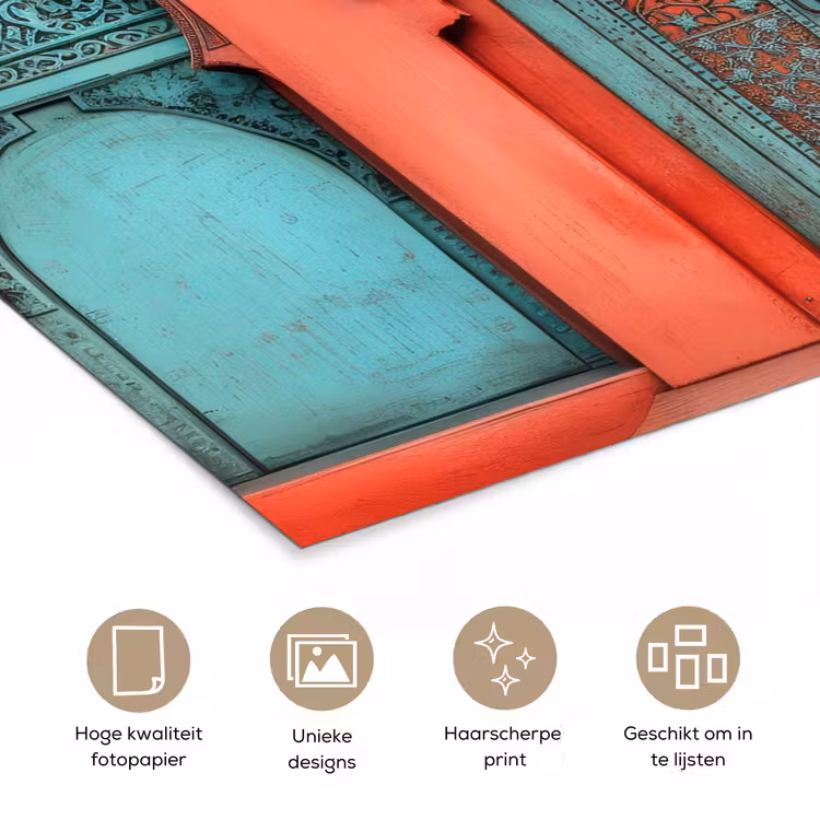 Lantaarn - Deur - Turquoise poster papier klein -closeup_NL