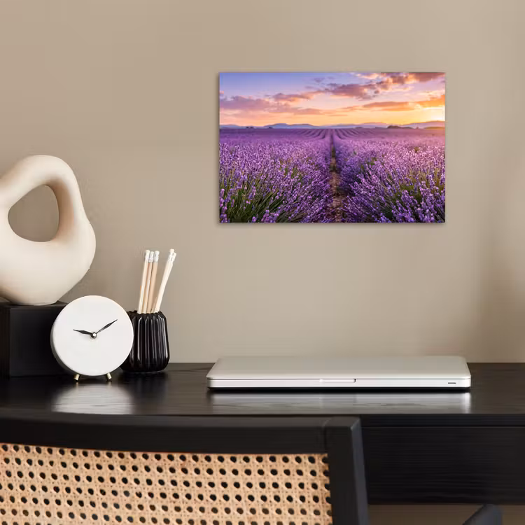Lavendel - Veld - Natuur - Paars poster papier klein -sfeer1