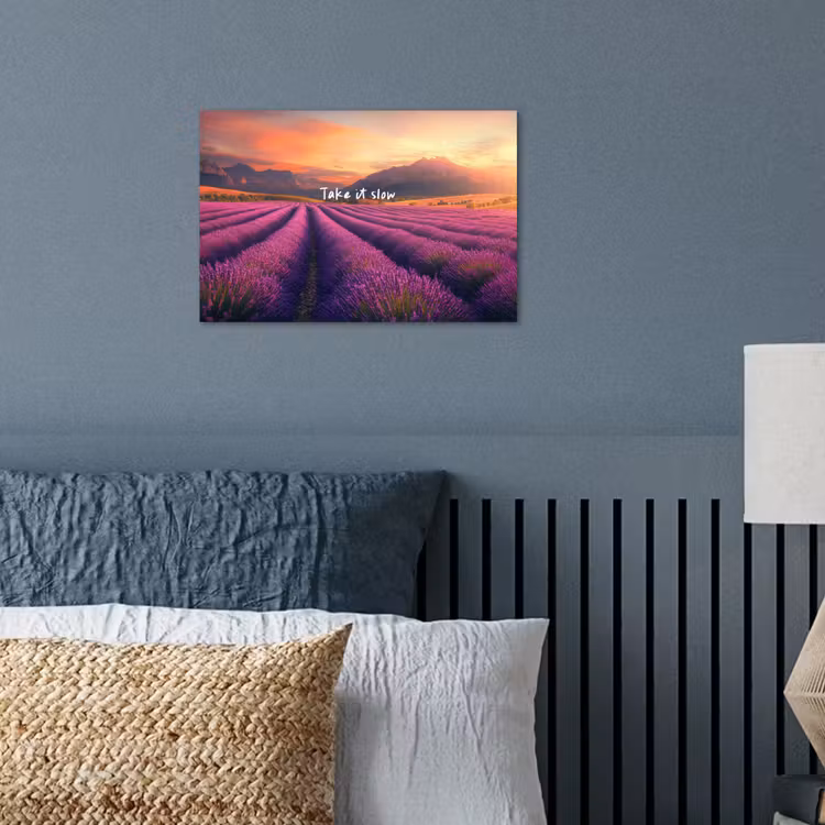 Lavendelveld - Quote - Zonsondergang poster papier klein -sfeer2