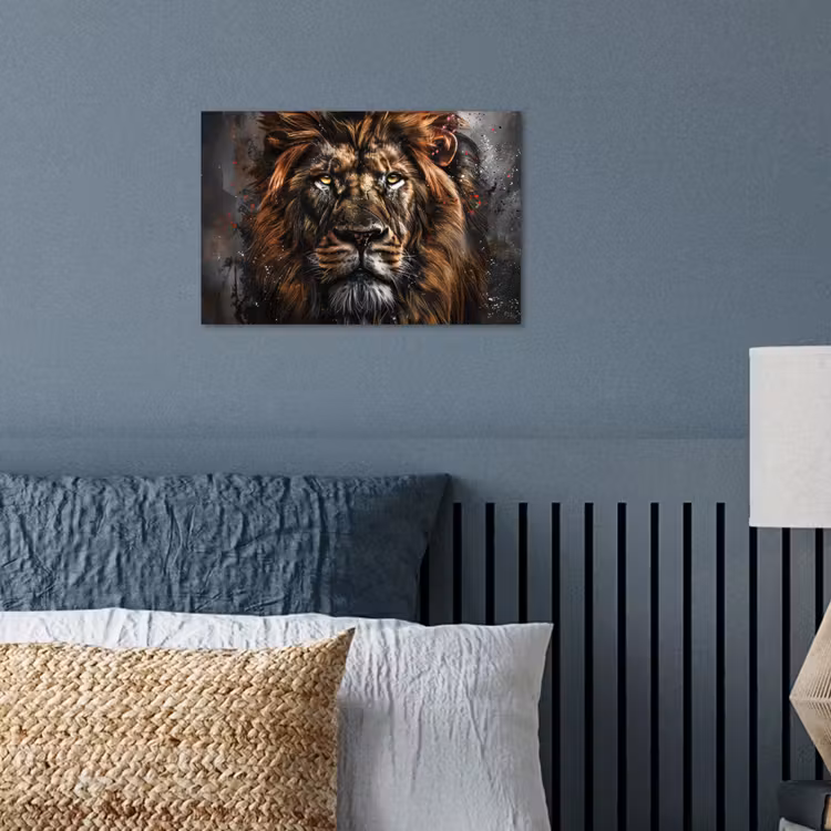 Leeuw - Dieren - Portret - Zwart - Luxe poster papier klein -sfeer2