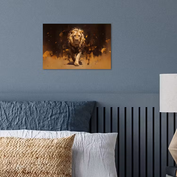 Leeuw - Geschilderd - Abstract - Goud poster papier klein -sfeer2