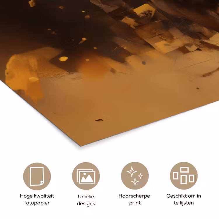 Leeuw - Geschilderd - Abstract - Goud poster papier klein -closeup_NL