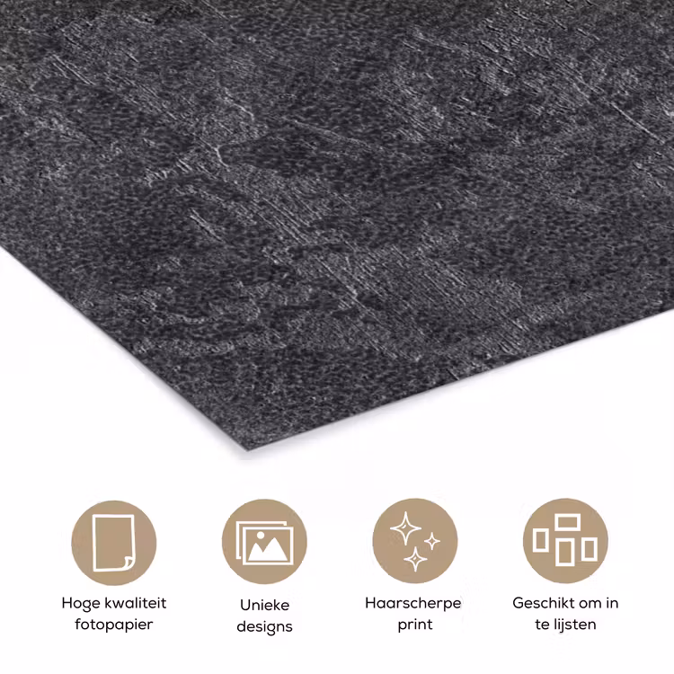 Leisteen - Beton - Natuursteen - Grijs - Industrieel poster papier klein -closeup_NL