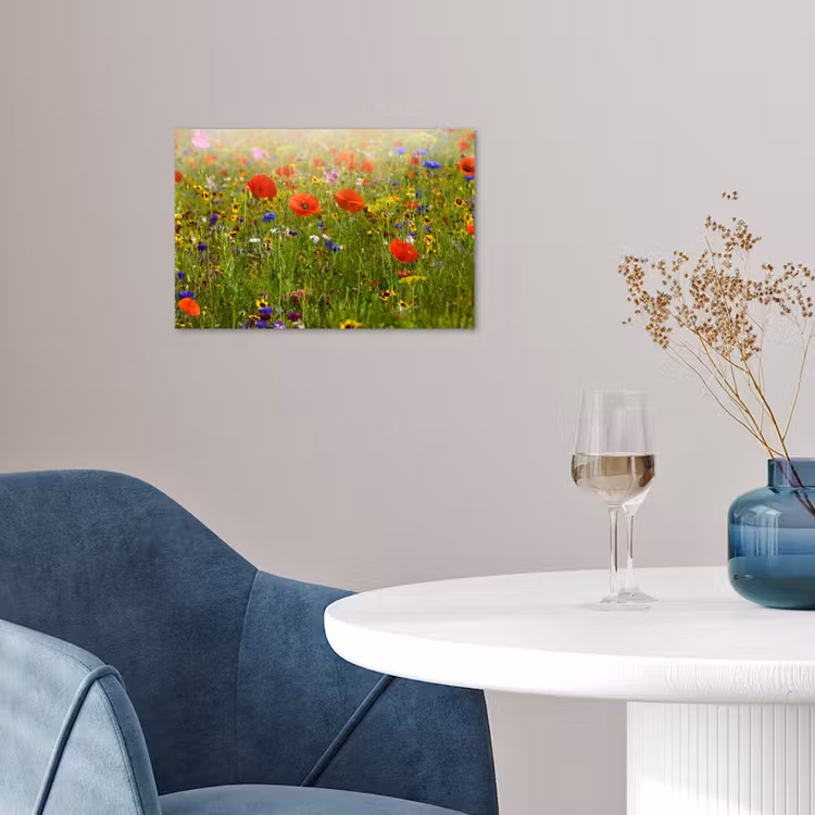 Lente - Bloemen - Rood - Klaproos - Gras - Groen poster papier klein -sfeer3