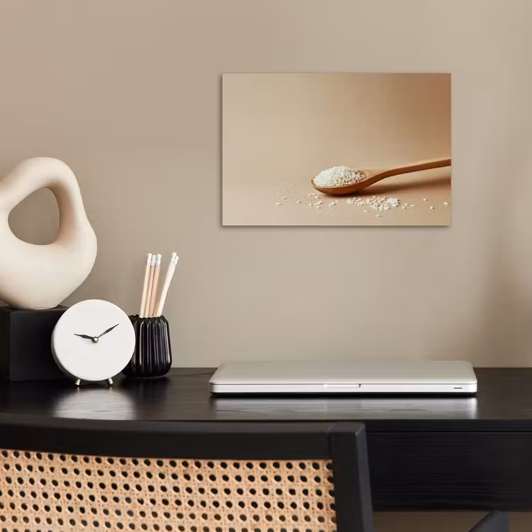 Lepel - Rijst - Hout - Beige poster papier klein -sfeer1