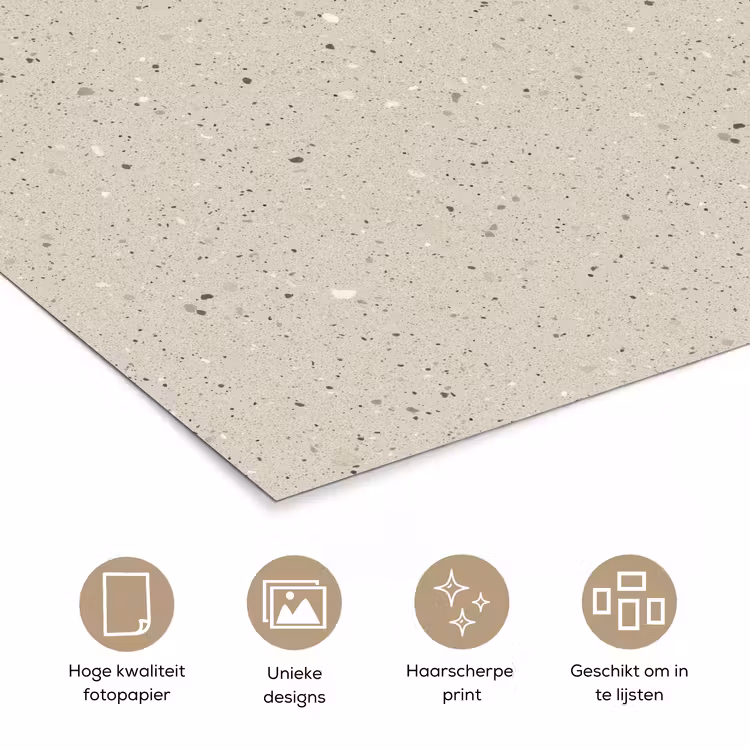 Lichtbeige - Terrazzo - Grijs poster papier klein 62 -closeup_NL