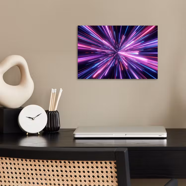 Lichtsnelheid - Ruimte - Roze - Paars poster papier klein -sfeer1