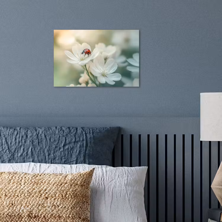 Lieveheersbeestje - Bloemen - Wit poster papier klein -sfeer2