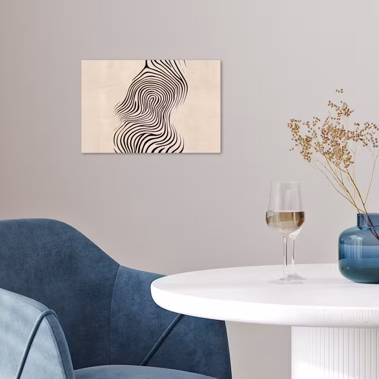 Lijnen - Abstract - Golvend - Zwart poster papier klein -sfeer3