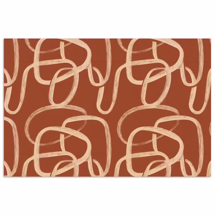 Lijnen - Abstract - Organisch - Terracotta - Crème poster papier klein 62 -3d
