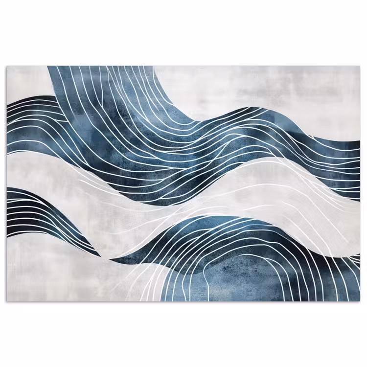 Lijnen - Golven - Abstract - Blauw poster papier klein -3d