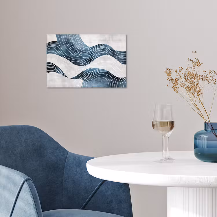 Lijnen - Golven - Abstract - Blauw poster papier klein -sfeer3