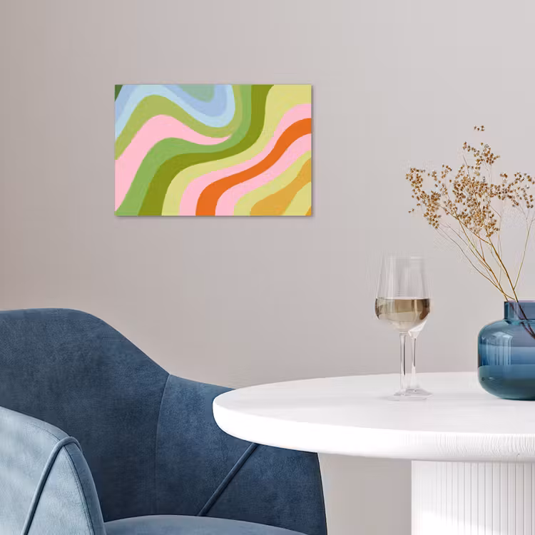 Lijnen - Pasteltinten - Golvend poster papier klein -sfeer3