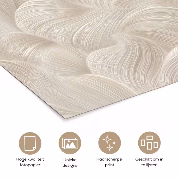 Lijnen - Waaier - Beige poster papier klein 62 -closeup_NL